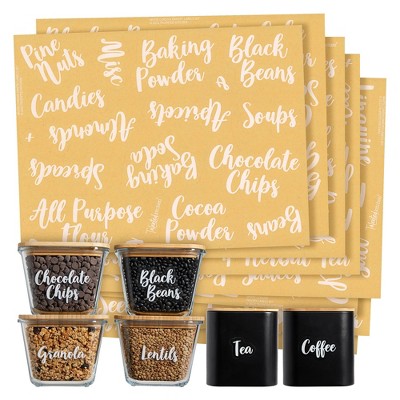 Talented Kitchen 135 Pack White Cursive Pantry Labels, Kitchen Food Storage Label Stickers for Containers, Jars and Canisters
