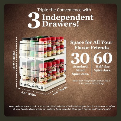 Cream 2-Tier HDPE Spice Rack with Acrylic Panels