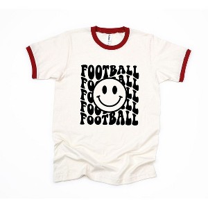 Simply Sage Market Women's Football Smiley Face Short Sleeve Ringer Tee - 1 of 3