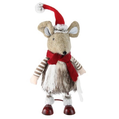 Northlight 12" Brown and Red Bouncy Bobble Action Mouse Christmas Figurine