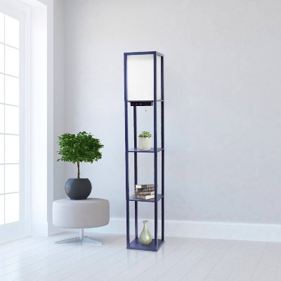 Creekwood Home Classix 62.5" 3-Tier Storage Floor Lamp with Charging Ports and Outlet