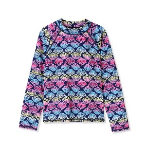 Lands' End Kids Long Sleeve Mock Neck UPF 50 Swim Rash Guard - 1 of 2