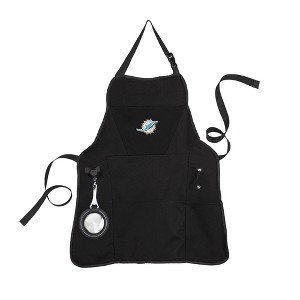 Evergreen Miami Dolphins Black Grill Apron- 26 x 30 Inches Durable Cotton with Tool Pockets and Beverage Holder - 1 of 4