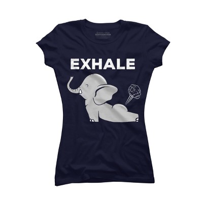 Junior's Design By Humans Exhale Elephant Beyond Yoga Meditation By JplusFunny T-Shirt