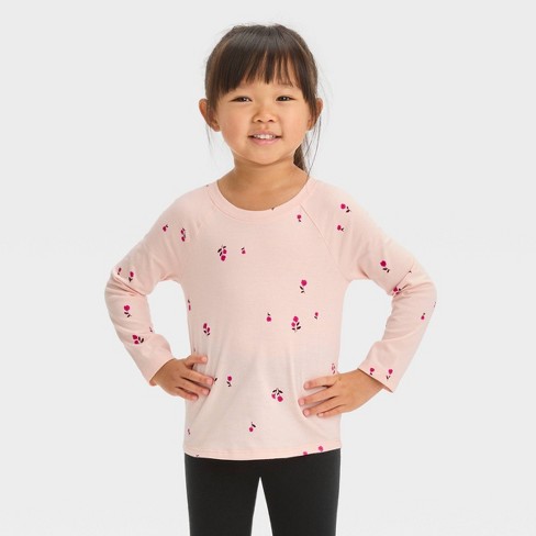 Toddler Girls' Floral Long Sleeve T-shirt - Cat & Jack™ Pink : Target