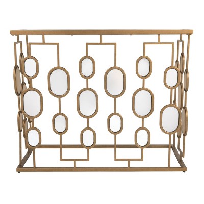Elegant 36" Gold Metal & Mirrored Glass Console Table