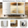 Vynxaria Kitchen Island with Drop Leaf, LED Light Kitchen Cart on Wheels with Glass Doors , Large Kitchen Island Cart with  Shelf, 2 Drawers (White) - 4 of 4