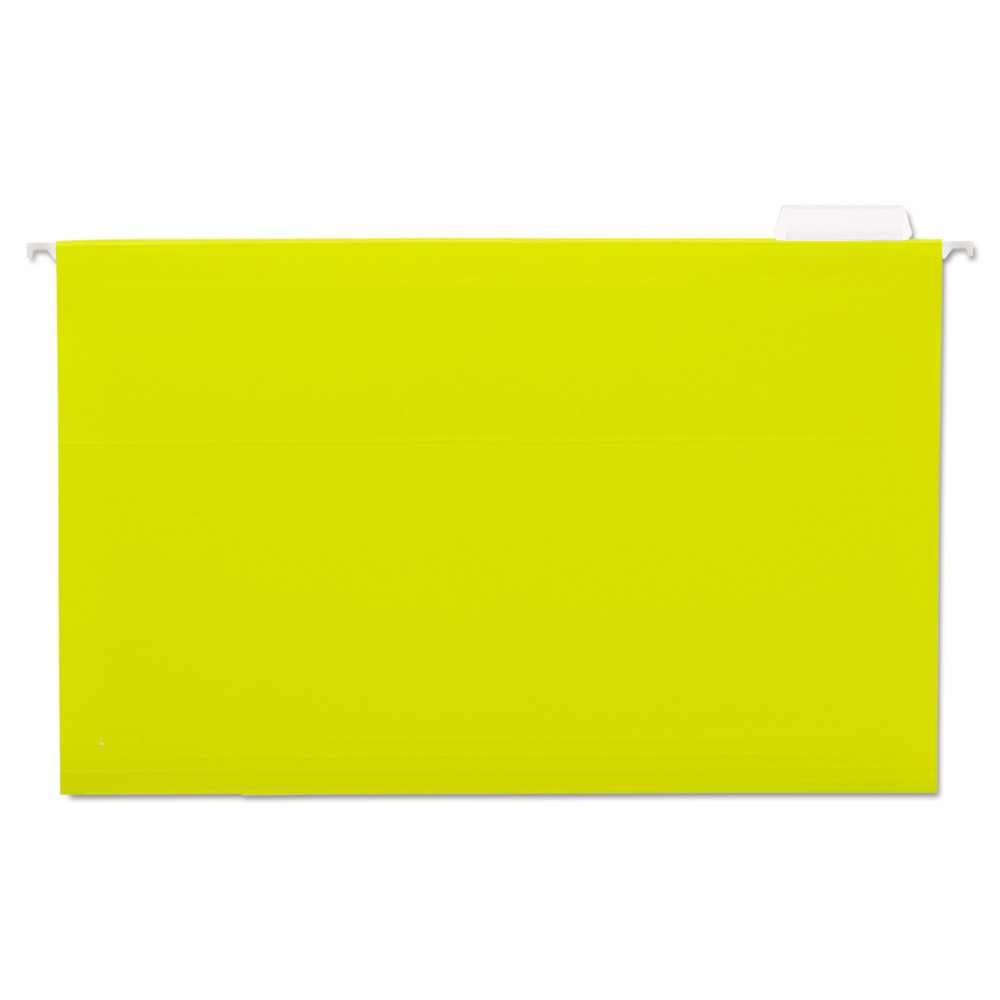 Deluxe Bright Color 1/5-Cut Tab Legal Size Hanging File Folders - Yellow (25/Box)