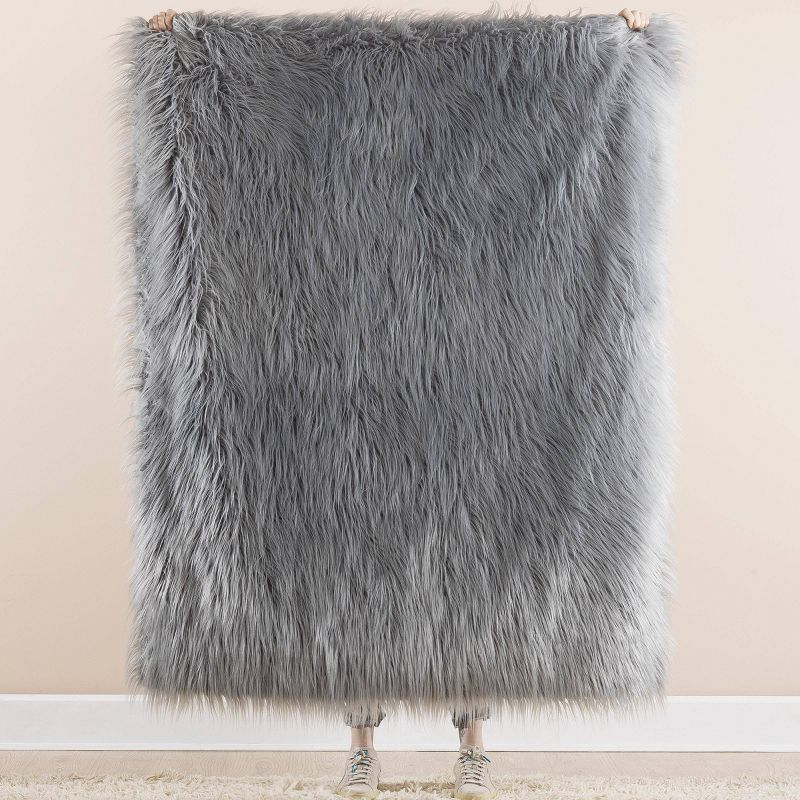 Teen Luxe Long Hair Throw Gray - Makers Collective, 4 of 6