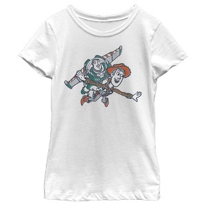 Girl's Toy Story Woody and Buzz Fly With Me T-Shirt - 1 of 4