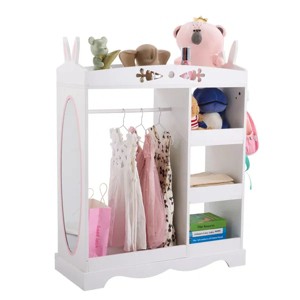 star-printed MDF, spray-painted, 1 mirror, 3-tier shelf, 1 clothes rod, children's wardrobe - 1 of 4