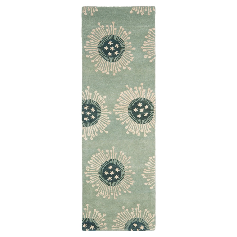 2'6inx12' Runner Light Blue/Multi Botanical Tufted - Safavieh