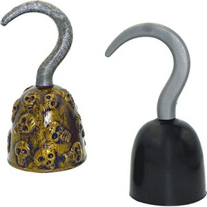 4E's Novelty Pirate Hook Hand (2 Pack) 8" Pirate Hooks for Men, Women, Boys, & Girls - Black & Gold Skull Pirate Accessories for Pirate Costume Prop - 1 of 4