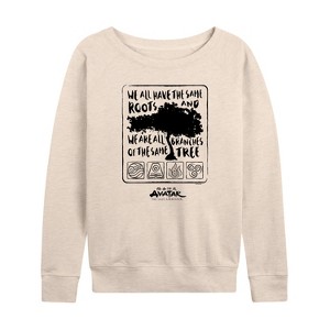 Women's - Avatar: The Last Airbender - Same Roots Lightweight French Terry Wide Neck Long Sleeve Shirt - 1 of 4