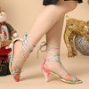 Allegra K Women's Tie Dye Lace-Up Strappy Kitten Heels Sandals - 2 of 4