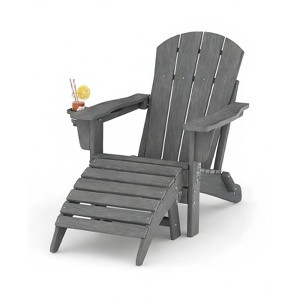 Folding Adirondack Chair,All-Weather HDPE Outdoor Chair,Wooden Textured ...