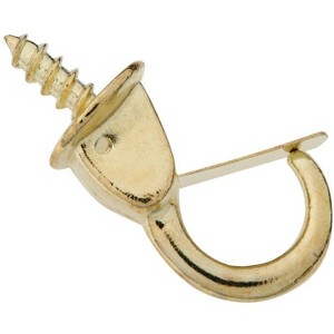 National Hardware Bright Brass Gold Steel 7/8 in. L Safety Cup Hook 10 lb 2 pk - 1 of 1