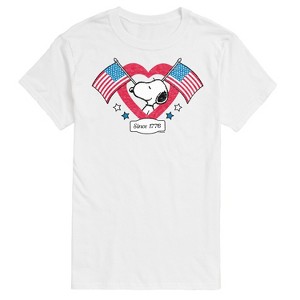 Men's - Peanuts - Snoopy Since 1776 Flag Heart Short Sleeve Graphic T-Shirt - 1 of 4