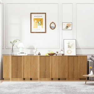 Brafabhome Curved Buffet Cabinet with Storage, Accent Sideboard Credenza with Fluted Door and Adjustable Shelves, Modern Living Room Media Console - 1 of 4