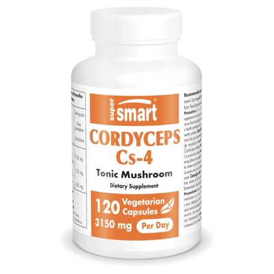 SuperSmart Cordyceps Cs-4 3150mg per Day - Cordyceps Mushroom Supplement - Endurance & Energy | Non-GMO & Gluten Free - 120 Vegetarian Capsules