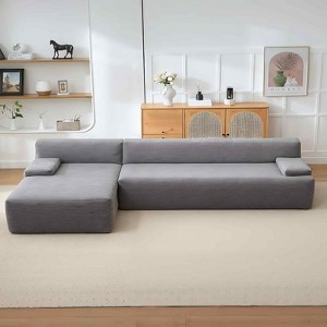 COZONY 108" Cloud Sectional with Chaise, Ultra-Soft Corduroy L-Shaped Sofa Bed, Super Fluffy, Cozy - 1 of 4