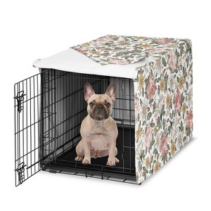 Sweet Jojo Designs Girl Dog Crate Kennel Cover 30in. Vintage Floral Pink Green and Yellow - 1 of 4