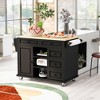 Bella Depot 53" Rolling Kitchen Island with Rubber Wood Top and 5 Drawers - 2 of 4