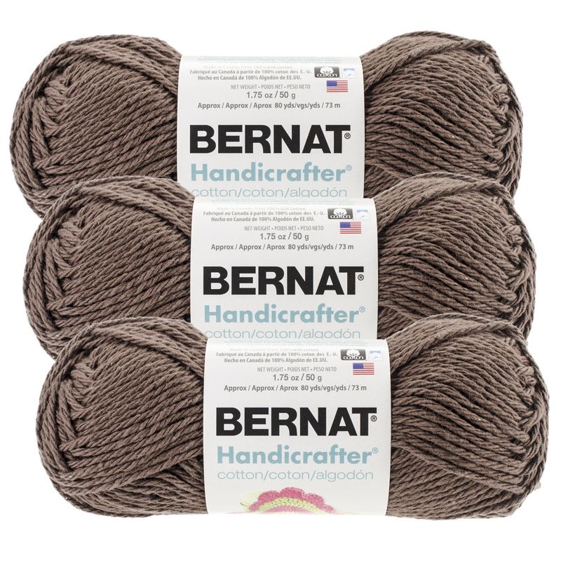 (Pack of 3) Bernat Handicrafter Cotton Yarn - Solids-Warm Brown, 1 of 3