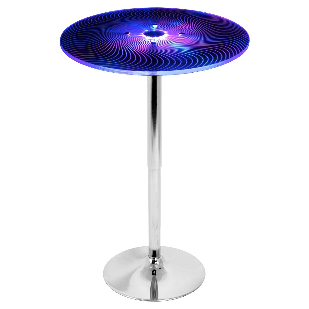 Photos - Garden & Outdoor Decoration 23" Spyra Contemporary Adjustable Light Up Bar Height Pub Table Clear Acrylic - LumiSource