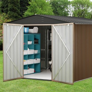 Outdoor Storage Shed, Large Galvanized Steel Metal Garden Shed Utility Tool Storage with Lockable Doors & Sloping Roof for Backyard Garden Patio Lawn - 1 of 4
