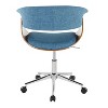 TiramisuBest Mid-Century Modern Blue Fabric Office Chair, Adjustable Height, Swivel, Chrome Base with Casters - 4 of 4