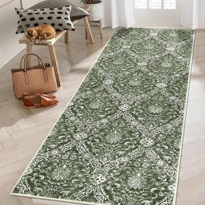 Farmhouse Floral Area Rug – Washable, Low Pile, Non-Slip, Stain-Resistant Carpet for Bedroom or Living Room - 1 of 4