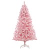 6 Ft Pink Pre-Lit Christmas Tree, Snow Xmas Tree with 250 Multi-Color Led Lights, 751 Branch Tips - 2 of 4
