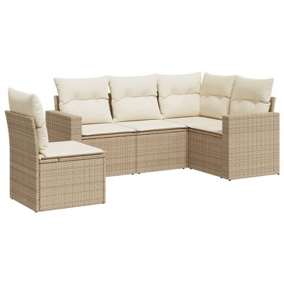vidaXL Garden Sofa Set Beige PE rattan Compact Modular Garden Sofa Set