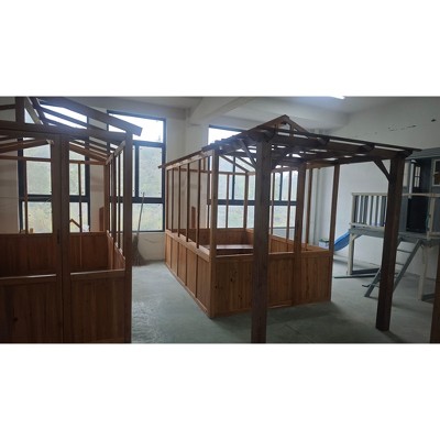 13x7 FT Cedar and Polycarbonate Sunroom with Trellis, Brown
