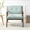 KTMBDW Mid Century Modern Accent Chair with Wood Frame, Upholstered Living Room Chairs with Waist Cushion, Reading Armchair for Bedroom Sunroom,Green - 2 of 4