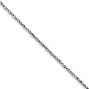 Black Bow Jewelry 1.3mm 10k White Gold Solid Baby Rope Chain Necklace - 1 of 4