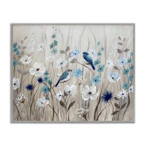 Stupell Industries Birds Floral Meadow Blossoms Framed Giclee Art - 1 of 4