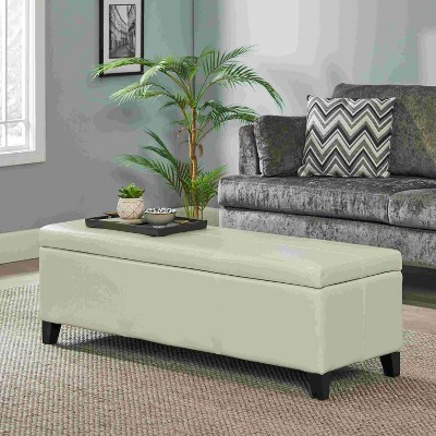 CAVINAS Rectangular PU Leather Storage Ottoman Bench,Upholstered Ottoman with Stitched Details for Living Room,Bedroom