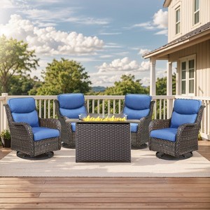 Gymojoy  Outdoor 5 Inch Swivel Chairs Glider Chairs with Fire Pit Table - 1 of 4