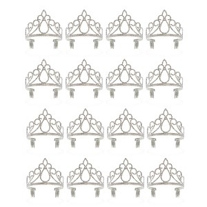 Blue Panda 12 Pack Plastic Tiaras for Princess Party Favors, Silver Crowns for Girls, Dress-Up, Costume Accessories, 4.5x3.5x4.5 In - 1 of 4