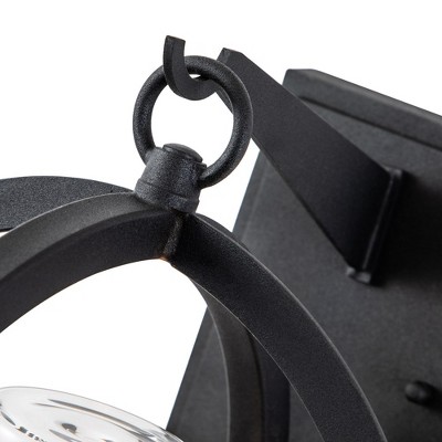 Matte Black Metal Globe Outdoor Wall Sconce with Clear Glass