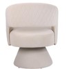 Vynxaria Swivel Accent Chair ¨C Stylish Round Barrel Chair in Nude Teddy Fabric - 3 of 4