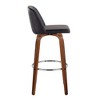 30" Mid-Century Modern Barstools Set of 2 with Swivel, Tufted Seat, and Wood Legs with Round Metal Footrest - 3 of 4