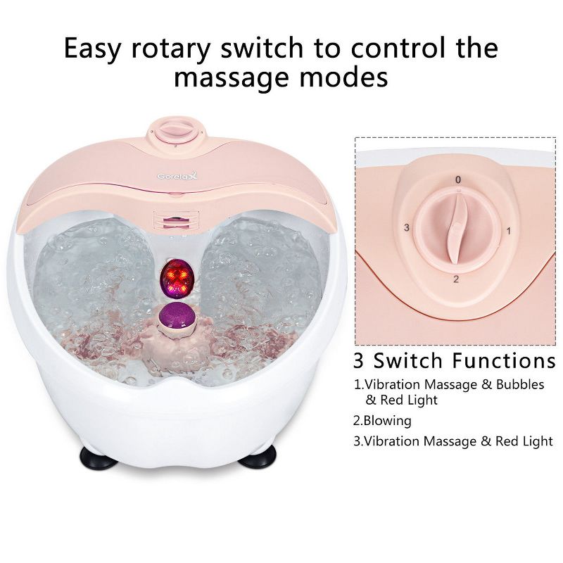 Foot Spa Bath Massager Bubble Vibration Red Light Rollers Handheld Foot Cleaner, 5 of 11