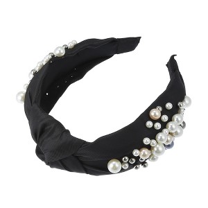 Unique Bargains Women's Fashion Wide Faux Pearl Bead Knotted Headbands 1 Pc - 1 of 4