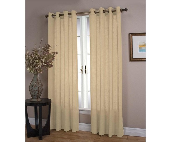 Double Width Sheer Linen Single Window Curtain Panel With Grommets, Natural - Plow & Hearth