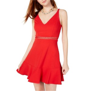 Speechless Womens Lace-Inset Waist Skater Dress, Red, 1 - 1 of 1
