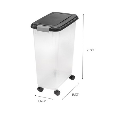 IRIS 47 Quart Airtight Plastic Pet Food Storage Container with Casters