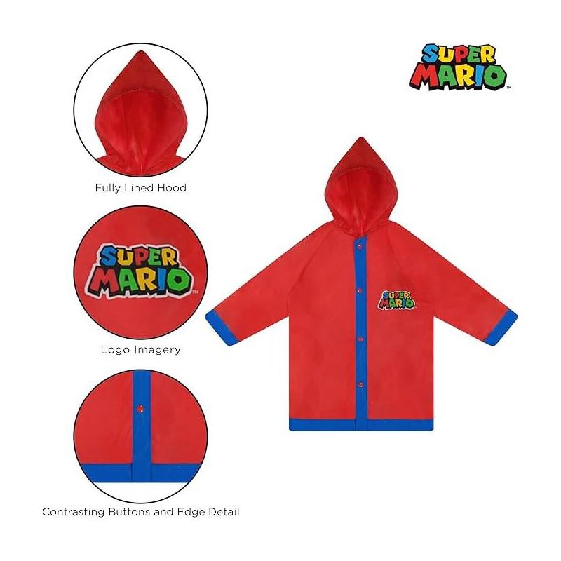 Super Mario Boy's Umbrella and Raincoat Set, Kids Ages 4-7, 4 of 7